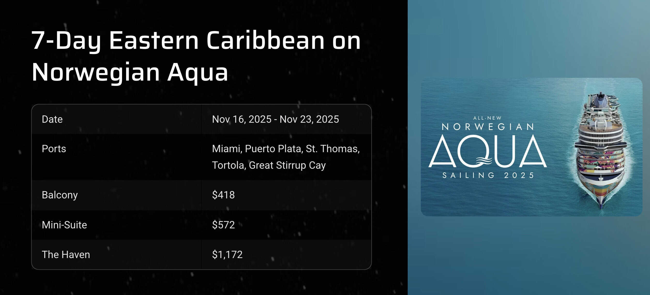 7-Day Eastern Caribbean on Norwegian Aqua